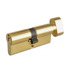 ASEC 6-Pin Euro Key & Turn Cylinder 70mm 35/T35 30/10/T30 Keyed To Differ  - Polished Brass