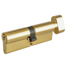 ASEC 6-Pin Euro Key & Turn Cylinder 80mm 40/T40 35/10/T35 Keyed To Differ  - Polished Brass