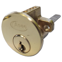 ASEC 6-Pin Rim Cylinder  Keyed To Differ  - Polished Brass