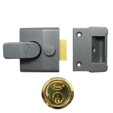 ASEC AS15 & AS19 Deadlocking Nightlatch 40mm  - Dull Metal Grey Case & Polished Brass Cylinder