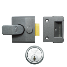 ASEC AS15 & AS19 Deadlocking Nightlatch 40mm  - Dull Metal Grey Case & Satin Chrome Cylinder