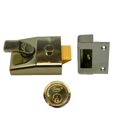 ASEC AS15 & AS19 Deadlocking Nightlatch 60mm  - Brasslux Case & Polished Brass Cylinder