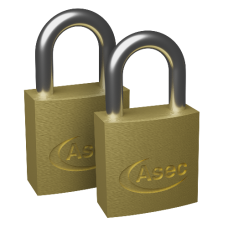 ASEC KA Open Shackle Brass Padlock 20mm Keyed Alike Pair 