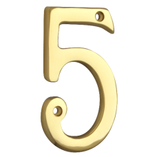 ASEC Metal Numerals 76mm `5`  - Polished Brass