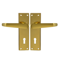 ASEC Victorian Plate Mounted Lever Furniture  Lever Lock  - Polished Brass