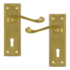 ASEC Georgian Plate Mounted Lever Furniture  Lever Lock  - Polished Brass