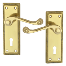 ASEC Georgian Plate Mounted Lever Lock Furniture  UK - Polished Brass