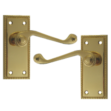 ASEC Georgian Plate Mounted Lever Furniture  Lever Latch  - Polished Brass