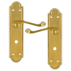 ASEC Georgian Shaped Plate Mounted Lever Furniture  Bathroom - Polished Brass