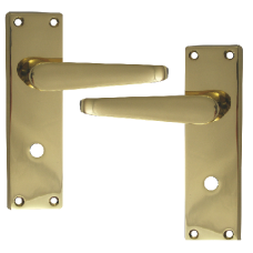 ASEC Victorian Plate Mounted Bathroom Lever Furniture  - Polished Brass