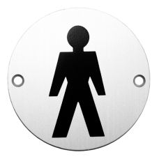 ASEC Aluminium Metal Toilet Door Sign 76mm `Male` - Satin Anodised Aluminium