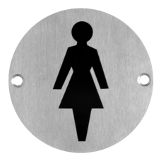 ASEC  Metal Toilet Door Sign 76mm SSS `Female` - Stainless Steel