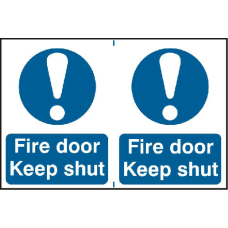 ASEC `Fire Door Keep Shut` 200mm x 300mm PVC Self Adhesive Sign 2 Per Sheet - Blue & White