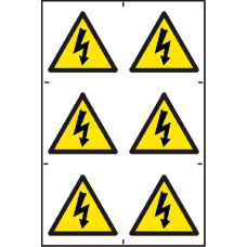 ASEC Electrical Warning Symbol 200mm x 300mm PVC Self Adhesive Sign 6 Per Sheet - White