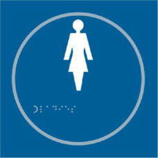 ASEC `Ladies` 150mm x 150mm Taktyle (Braille) Self Adhesive Sign 1 Per Sheet - Blue