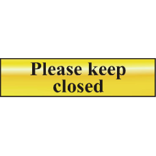 ASEC `Please Keep Closed` 200mm x 50mm  Self Adhesive Sign 1 Per Sheet - Gold