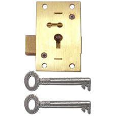 ASEC 51 2 & 4 Lever Straight Cupboard Lock 4 Lever 64mm Keyed Alike  - Satin Brass