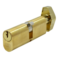 UNION 2X13 Oval Key & Turn Cylinder 85mm 42.5/T42.5 37.5/10/T37.5 Keyed To Differ PL - Polished Lacquered Brass