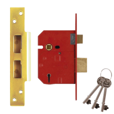 UNION 2234E BS 5 Lever Sashlock 67mm Keyed Alike  - Polished Lacquered Brass