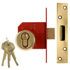 UNION 212441E Euro Deadlock 75mm Keyed To Differ  - Polished Lacquered Brass