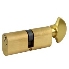 ERA 6-Pin Oval Key & Turn Cylinder 70mm 35/T35 30/10/T30 Keyed To Differ  - Polished Brass