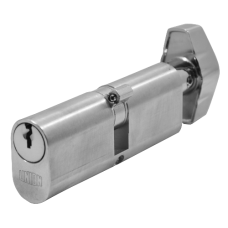 UNION 2X13 Oval Key & Turn Cylinder 85mm 42.5/T42.5 37.5/10/T37.5 Keyed To Differ  - Satin Chrome