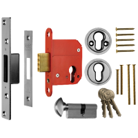 ERA 333 Fortress BS Euro Key & Turn Deadlock With Cylinder 76mm  - Satin Chrome