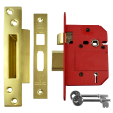 UNION J2200 StrongBOLT BS 5 Lever Sashlock 75mm Keyed To Differ  - Polished Brass