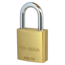 CISA 26810 55mm Padlocks Body To Take Half Cylinder - Satin Brass