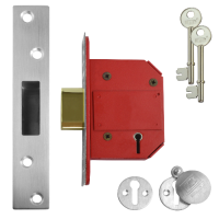 UNION J2100S StrongBOLT BS 5 Lever Deadlock 64mm Keyed To Differ  - Satin Chrome