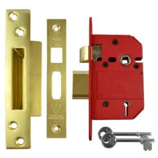 UNION J2200 StrongBOLT BS 5 Lever Sashlock 64mm PB Keyed To Differ  - Polished Lacquered Brass