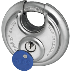 ABUS 24IB Series  Diskus Discus Padlock 71mm Keyed To Differ 24IB/70  - Stainless Steel