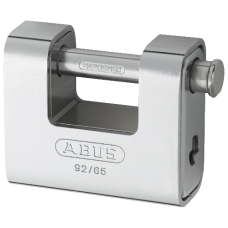 ABUS 92 Series Steel Clad Brass Sliding Shackle Shutter Padlock 67mm Keyed To Differ 92/65  - Hardened Steel