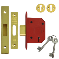 UNION J2105 StrongBOLT 5 Lever Deadlock 64mm Keyed To Differ  - Polished Brass