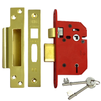 UNION J2205 StrongBOLT 5 Lever Sashlock 64mm Keyed To Differ  - Polished Brass