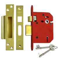 UNION J2205 StrongBOLT 5 Lever Sashlock 75mm Keyed To Differ  - Polished Brass