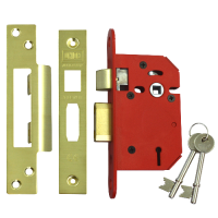 UNION J2203 StrongBOLT 3 Lever Sashlock 64mm Keyed To Differ  - Polished Brass