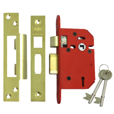 UNION J2203 StrongBOLT 3 Lever Sashlock 64mm Keyed To Differ  - Polished Brass