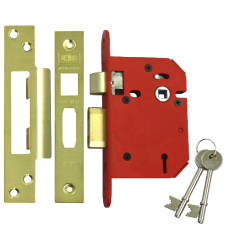 UNION J2203 StrongBOLT 3 Lever Sashlock 75mm Keyed To Differ  - Polished Brass