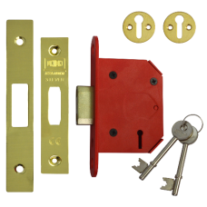 UNION J2103 StrongBOLT 3 Lever Deadlock 64mm Keyed To Differ  - Polished Brass