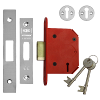 UNION J2103 StrongBOLT 3 Lever Deadlock 64mm Keyed To Differ  - Stainless Steel