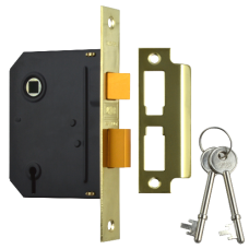 UNION J-ES-SL Essential 3 Lever Sashlock 75mm Keyed To Differ  - Polished Brass