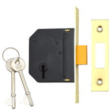 UNION J-ES-DL Essential 3 Lever Deadlock 64mm Keyed To Differ  - Polished Brass