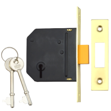 UNION J-ES-DL Essential 3 Lever Deadlock 75mm Keyed To Differ  - Polished Brass