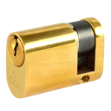 CISA C2000 Oval Half Cylinder 43mm 33/10 Keyed To Differ  - Polished Brass