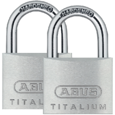 ABUS Titalium 64TI Series Open Shackle Padlock 30mm KA Twin Pack 64TI/30C  - Silver