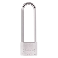 ABUS Titalium 64TI Series Long Shackle Padlock 50mm Keyed Alike 6511 80mm Shackle 64TI/50HB80  - Silver