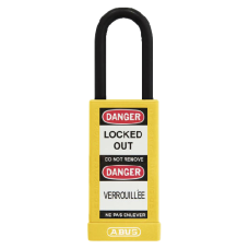 ABUS 74HB Series Long Shackle Lock Out Tag Out Coloured Aluminium Padlock  - Yellow