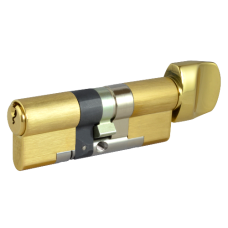 EVVA EPS 3* Anti-Snap Euro Key & Turn Cylinder KD 21B 82mm 41Ext-T41 36-10-T36  - Polished Brass