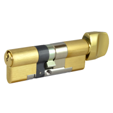 EVVA EPS 3* Anti-Snap Euro Key & Turn Cylinder KD 21B 87mm 41Ext-T46 36-10-T41  - Polished Brass